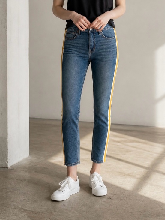 GAP Denim - GAP Blue Ankle Jeans with Yellow Side Stripe